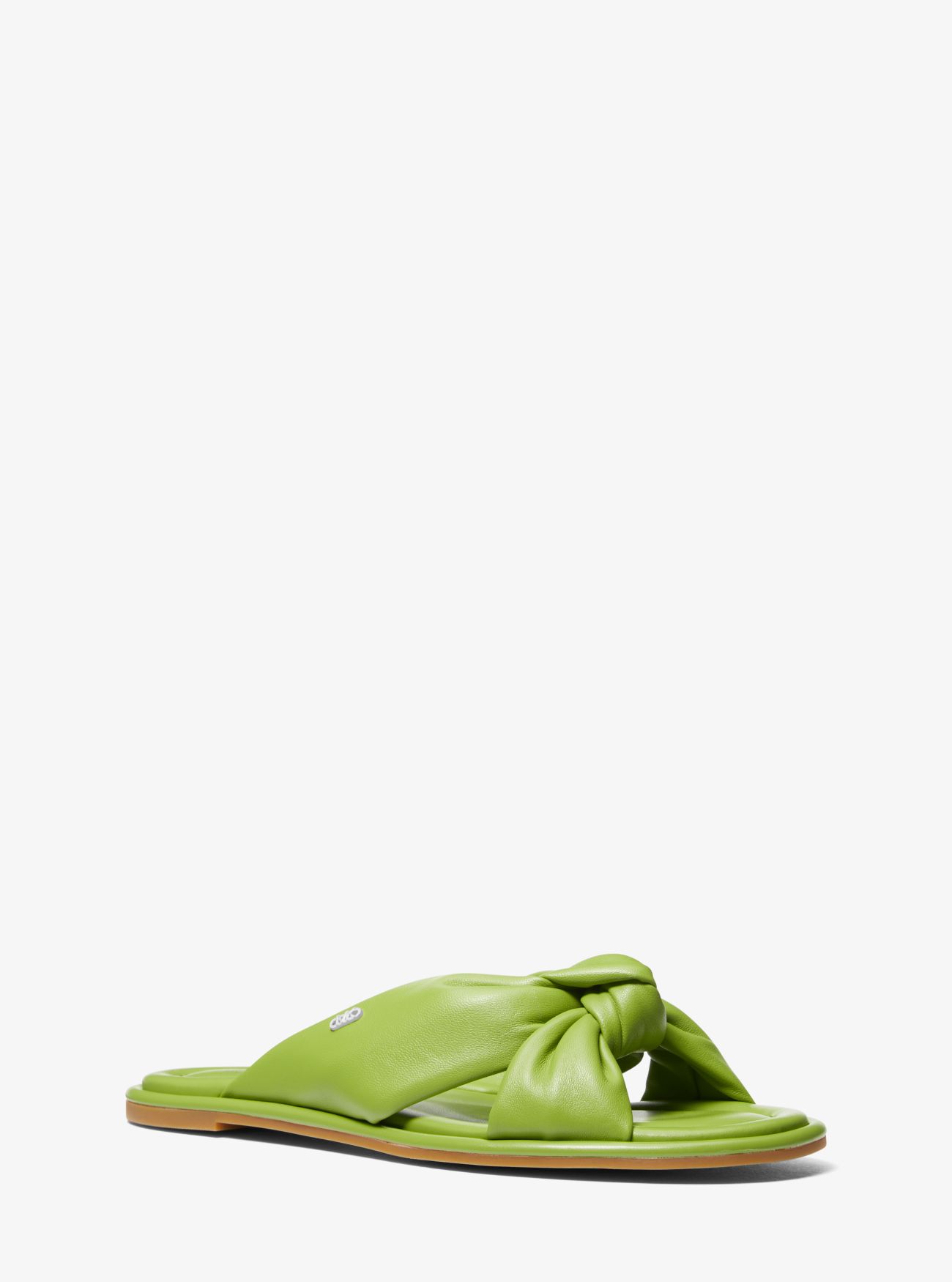 MK Elena Leather Slide Sandal - Green - Michael Kors