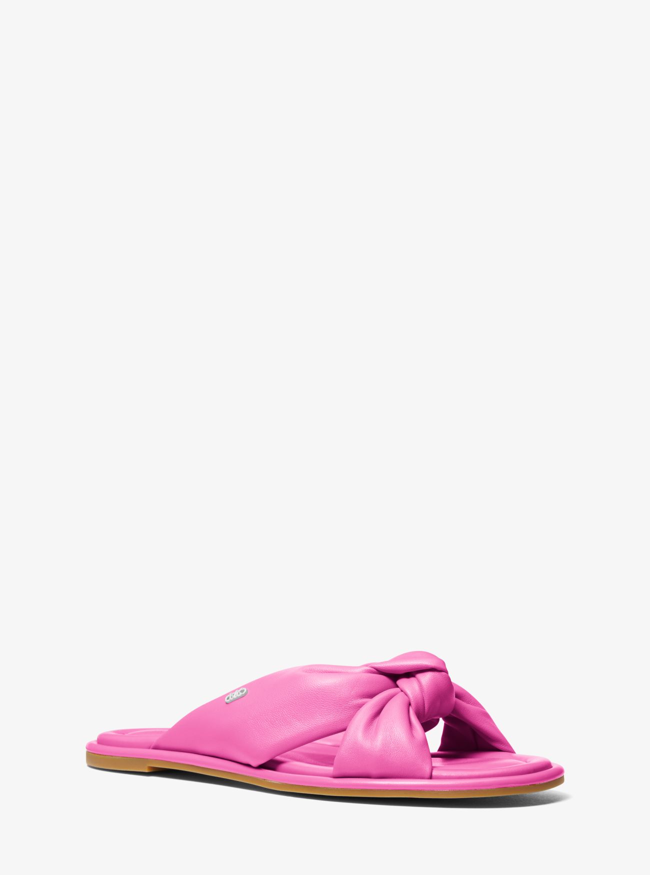 MK Elena Leather Slide Sandal - Pink - Michael Kors