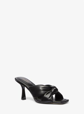 Shop Michael Kors Elena Leather Sandal In Black