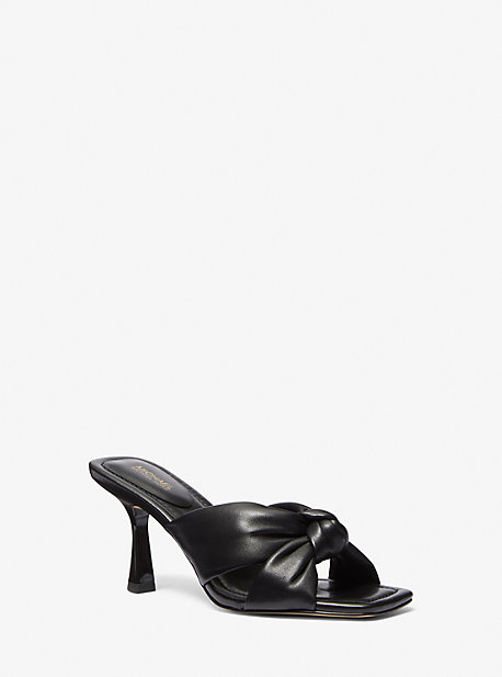 Shop Michael Kors Elena Leather Sandal In Black