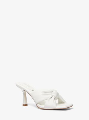 Shop Michael Kors Elena Leather Sandal In White