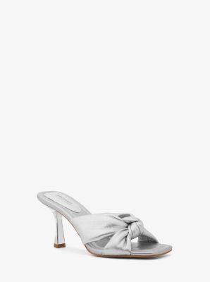 마이클 코어스 Michaelkors Elena Metallic Leather Sandal,SILVER