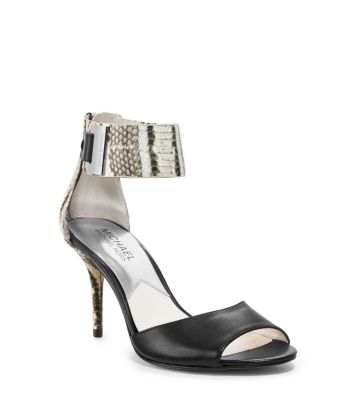 Guiliana Embossed-Leather Ankle-Strap Sandal | Michael Kors