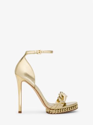 Jordyn Embellished Metallic Snake Embossed Leather Platform Sandal image number 1