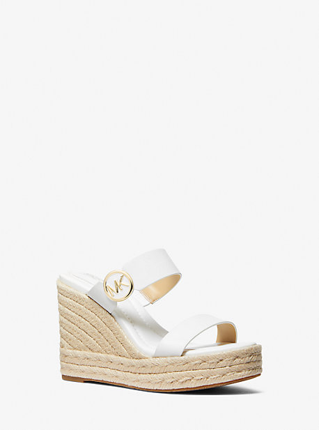 Michael Kors Lucinda Leather Wedge Sandal In White