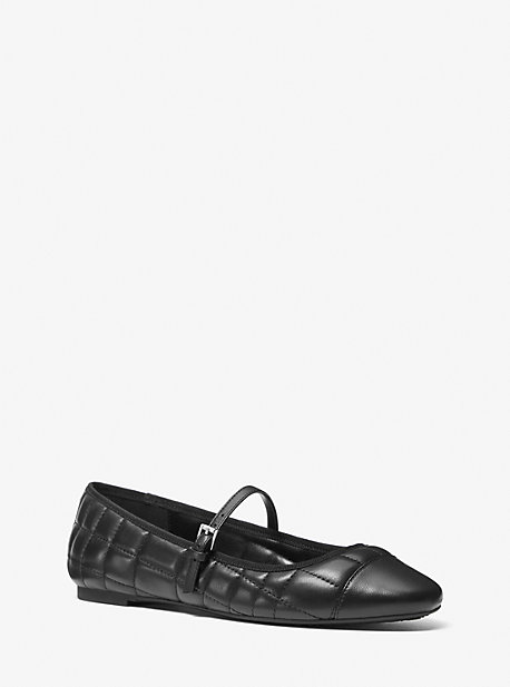 Shop Michael Kors Mae Quilted Leather Ballet Flat In Black