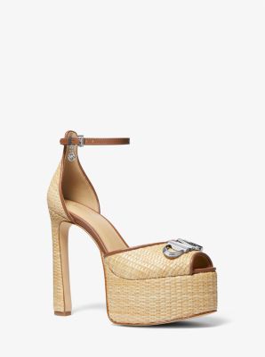 Martina Straw Peep Toe Platform Pump