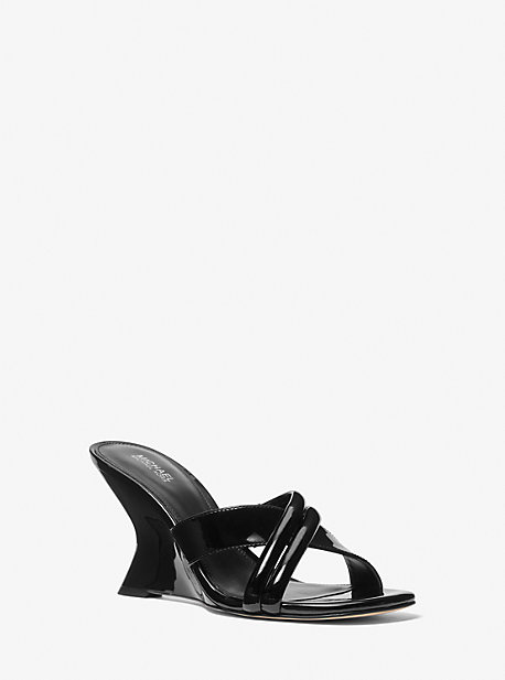 Michael Kors Nadina Patent Leather Mule In Black