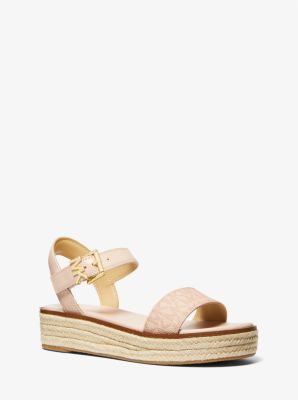 Michaelkors Richie Smooth and Logo Platform Espadrille Sandal,BALLET