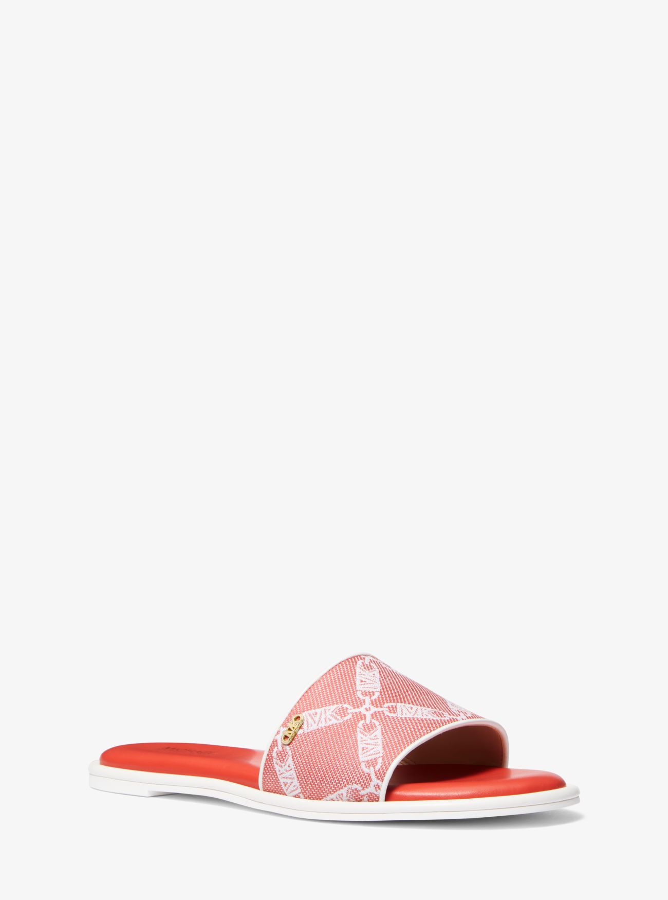 MK Saylor Empire Logo Jacquard Slide Sandal - Pink - Michael Kors