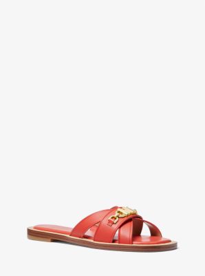 Michael kors leather slides on sale