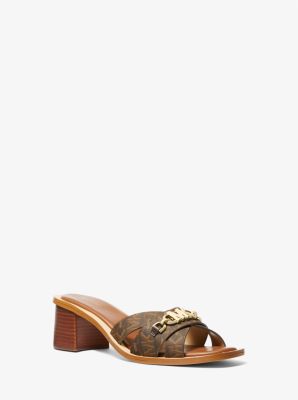 MK Tiffanie Empire Signature Logo Sandal - Brown - Michael Kors