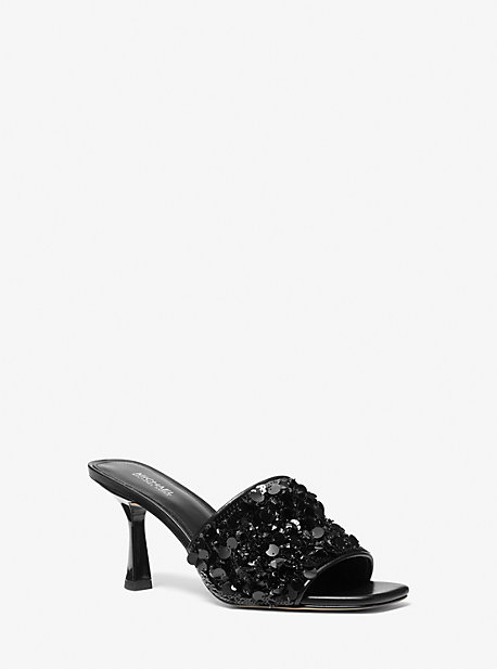 Shop Michael Kors Limited-edition Tessa Hand-embellished Mule In Black