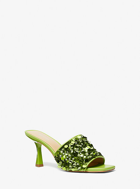 Shop Michael Kors Limited-edition Tessa Hand-embellished Mule In Green