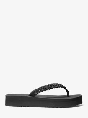 Michael kors flip flops womens black on sale