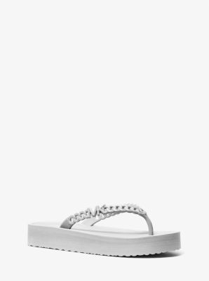 Michael kors flip flops womens silver online