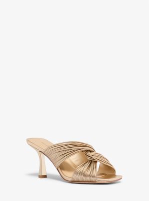 Michael Kors Ichael Kors Alessia Metallic Mule Sandal In Gold