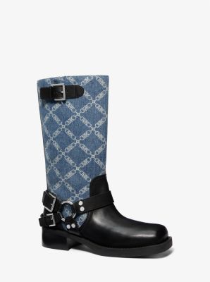 Bota motera Crosby de jacquard de denim con rombos imperio image number 0