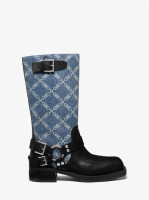 Bikerstiefel Crosby aus Denim mit Empire Diamond-Jacquardmuster