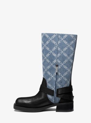 Bota motera Crosby de jacquard de denim con rombos imperio image number 2