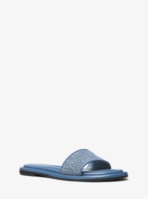 Dana Logo Embossed Denim Slide Sandal