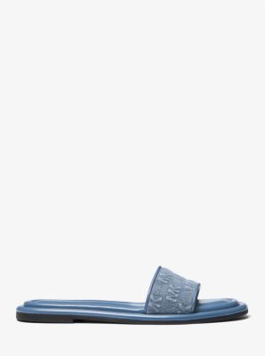 Dana Logo Embossed Denim Slide Sandal