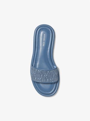 Dana Logo Embossed Denim Slide Sandal image number 2