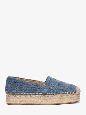 Espadrilla Lynn in denim con plateau e logo in rilievo image number 1