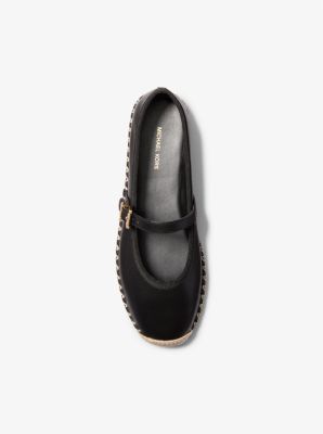 Thumbnail - MK Espadrille Lynn Aus Leder Im Ballerina-Stil - Schwarz - Michael Kors