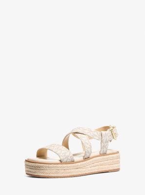 Sandalo stile espadrilla Lynn con logo e plateau in VANIGLIA | Michael Kors