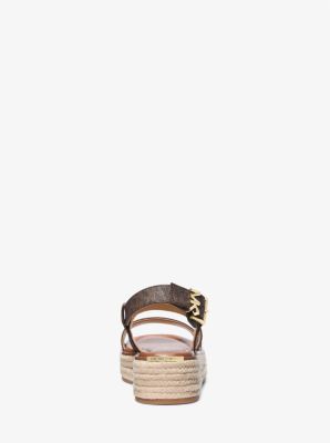 Thumbnail - MK Espadrille-Sandale Lynn Mit Signature-Logomuster Und Plateau - Braun - Michael Kors