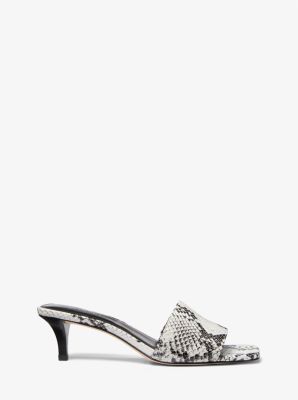 Merriam Snake Embossed Leather Kitten Heel Sandal