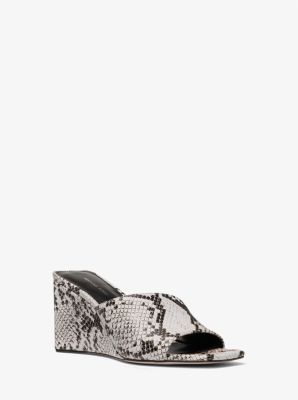 Merriam Snake Embossed Leather Wedge Sandal