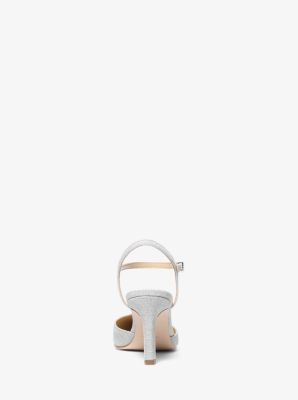 Amara Glitter Chain Mesh Mid Pump in SILVER | Michael Kors