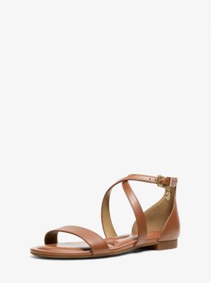 Alexa Flex Leather Sandal in LUGGAGE | Michael Kors