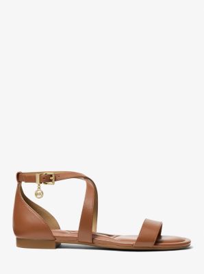 Alexa Flex Leather Sandal in LUGGAGE | Michael Kors
