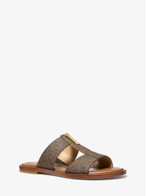 MK Pantolette Berkley Mit Signature-Logomuster - Braun