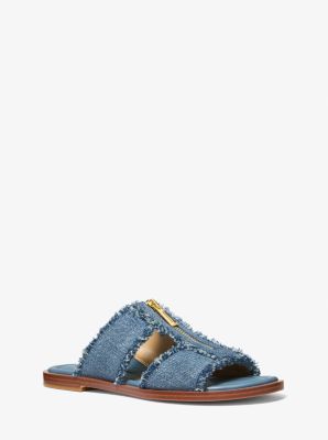 Berkley Frayed Denim Slide Sandal