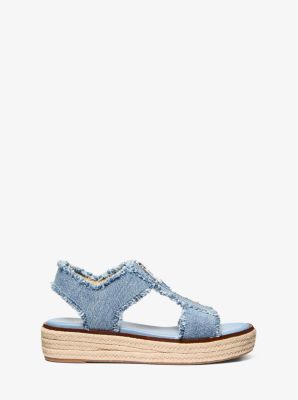 Sandalo espadrilla Berkley in denim sfrangiato in BIANCO/ROSA INTENSO | Michael Kors
