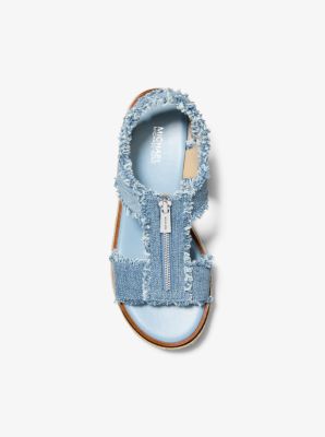 Sandalo espadrilla Berkley in denim sfrangiato in BIANCO/ROSA INTENSO | Michael Kors