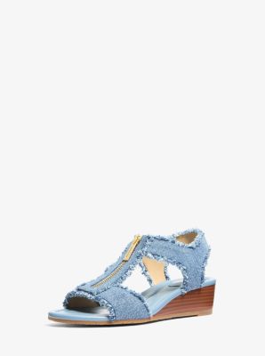 Berkley Frayed Denim Wedge Sandal