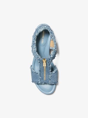 Berkley Frayed Denim Wedge Sandal