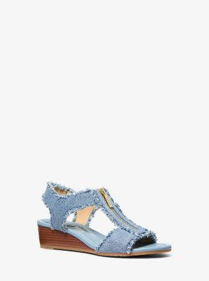 MK Wedge Berkley Aus Ausgefranstem Denim - Weiss