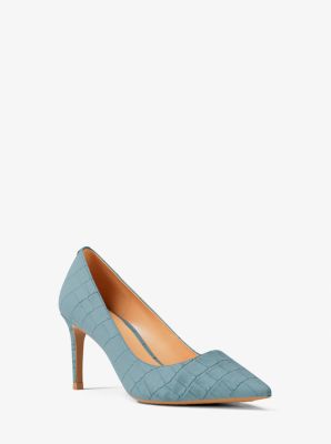 Alina Flex Crocodile Embossed Suede Pump