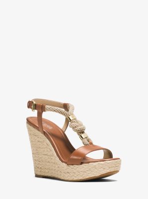Holly Rope-Trim Leather Wedge | Michael 