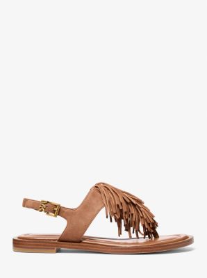 Indra Fringed Suede Sandal in LUGGAGE | Michael Kors