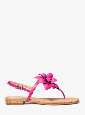 Jacie Floral Embellished Leather T-Strap Sandal