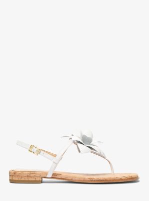 Jacie Floral Embellished Leather T-Strap Sandal