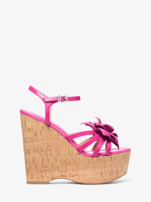 Wedge Jacie aus Leder mit Zierblume