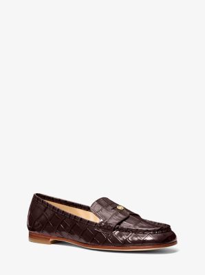 Jennings Crocodile Embossed Leather Loafer in CHOCOLATE | Michael Kors